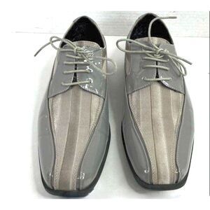 EUC Viotti Grey/Black, Lace Up Oxford High Gloss "Tuxedo" Dress Shoes Model 179